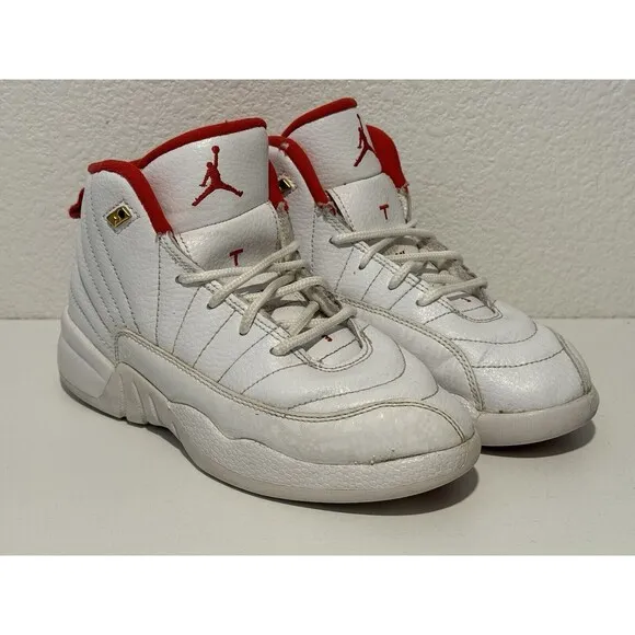 Nike Air Jordan 12 Retro Boys Size 2Y White Athletic Shoes Sneakers 151186-107