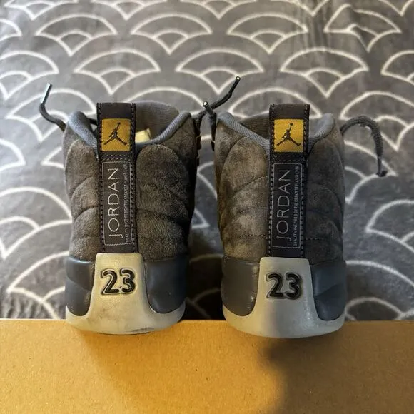 Nike Air Jordan 12 Retro Dark Grey Suede Shoes Sneakers Sz Boys 5Y