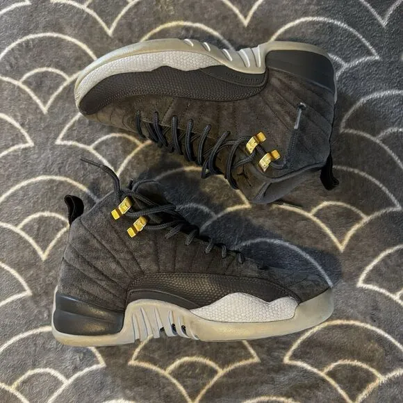 Nike Air Jordan 12 Retro Dark Grey Suede Shoes Sneakers Sz Boys 5Y