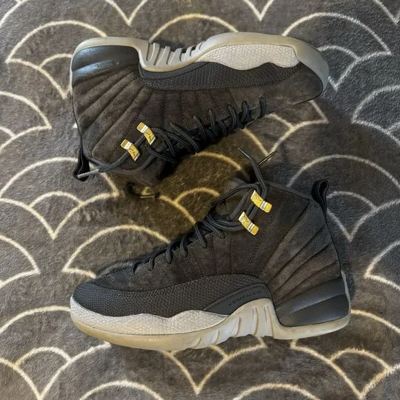 Nike Air Jordan 12 Retro Dark Grey Suede Shoes Sneakers Sz Boys 5Y