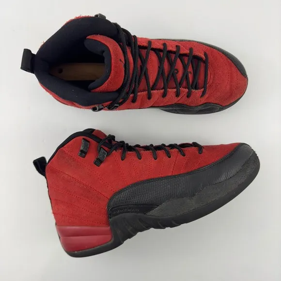 Nike Air Jordan 12 Retro‎ Reverse Flu black and red shoes