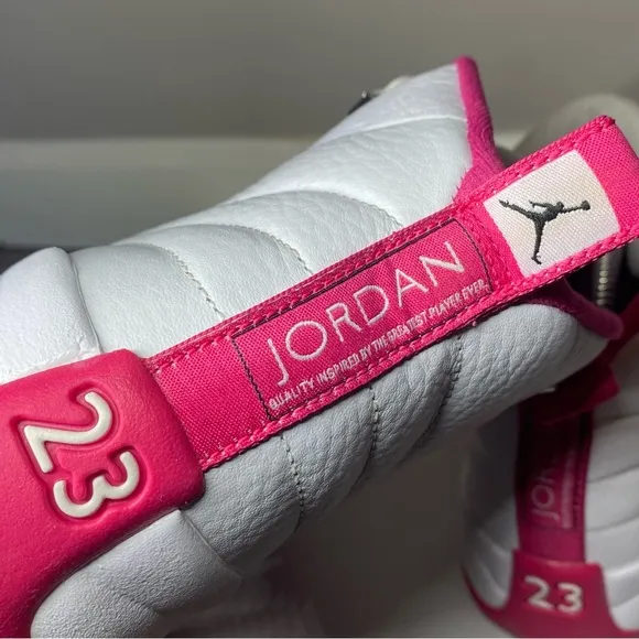 Nike Air Jordan 12 Retro Shoes Dynamic Pink White Size 7Y Hi Sneakers 510815-109