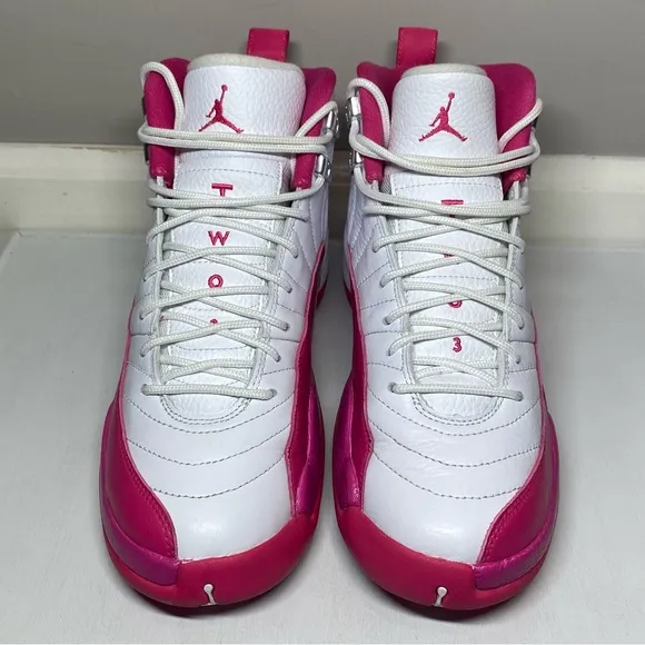 Nike Air Jordan 12 Retro Shoes Dynamic Pink White Size 7Y Hi Sneakers 510815-109