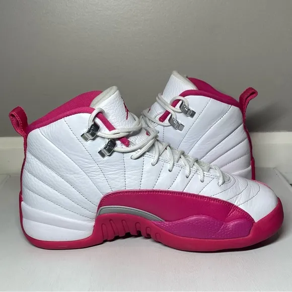 Nike Air Jordan 12 Retro Shoes Dynamic Pink White Size 7Y Hi Sneakers 510815-109