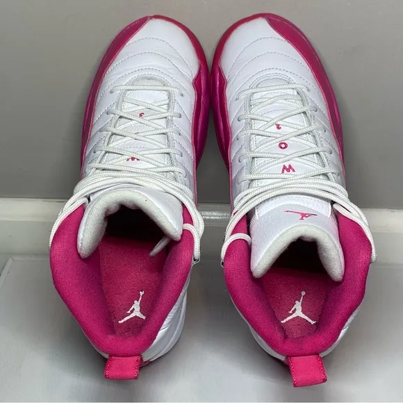 Nike Air Jordan 12 Retro Shoes Dynamic Pink White Size 7Y Hi Sneakers 510815-109