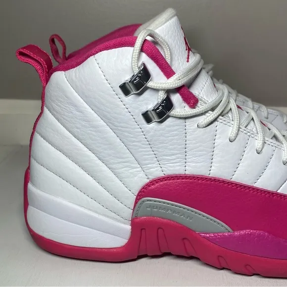 Nike Air Jordan 12 Retro Shoes Dynamic Pink White Size 7Y Hi Sneakers 510815-109