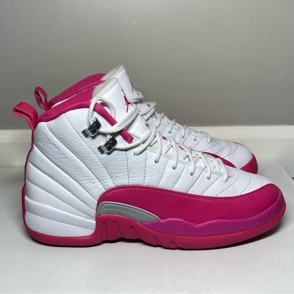 Nike Air Jordan 12 Retro Shoes Dynamic Pink White Size 7Y Hi Sneakers 510815-109