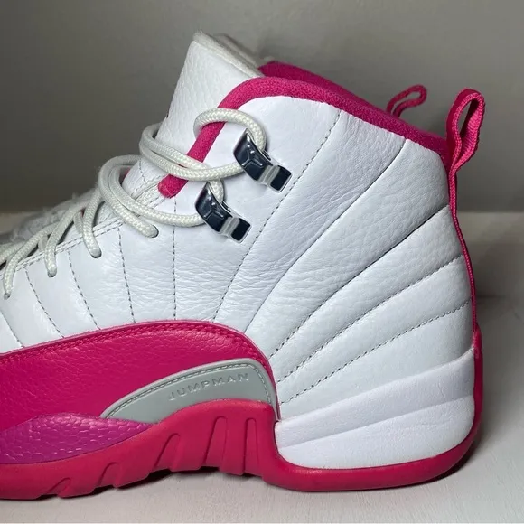 Nike Air Jordan 12 Retro Shoes Dynamic Pink White Size 7Y Hi Sneakers 510815-109