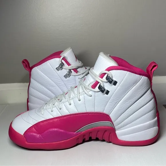 Nike Air Jordan 12 Retro Shoes Dynamic Pink White Size 7Y Hi Sneakers 510815-109