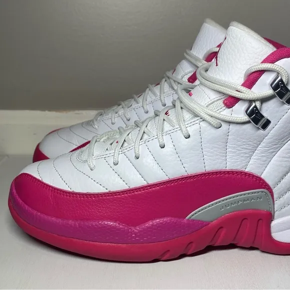 Nike Air Jordan 12 Retro Shoes Dynamic Pink White Size 7Y Hi Sneakers 510815-109