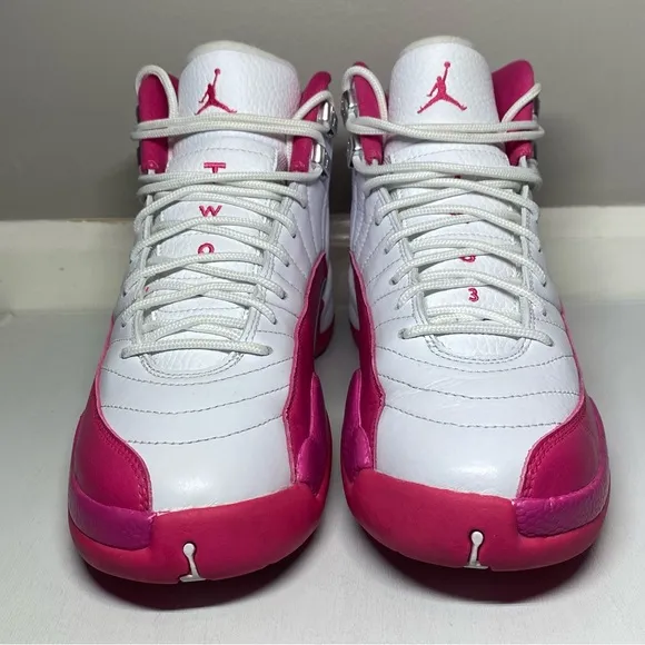 Nike Air Jordan 12 Retro Shoes Dynamic Pink White Size 7Y Hi Sneakers 510815-109