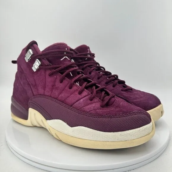 Nike Air Jordan 12 Retro Youth Size 7Y 153265-617 Bordeaux Sail Silver Shoes
