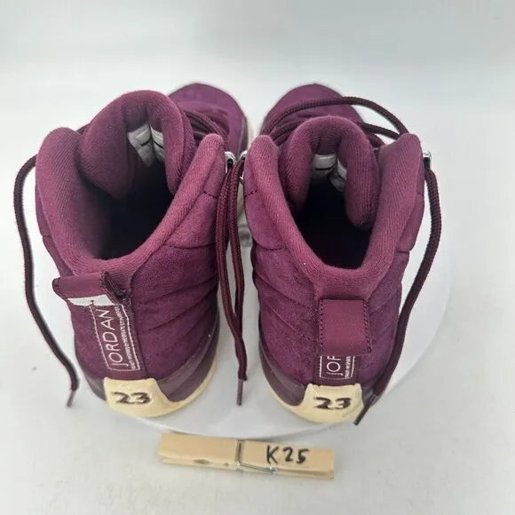 Nike Air Jordan 12 Retro Youth Size 7Y 153265-617 Bordeaux Sail Silver Shoes