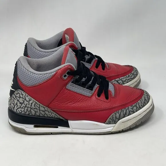 Nike Air Jordan 3 III Retro Red Cement Fire Shoes Sneakers Youth Size 5