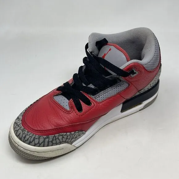 Nike Air Jordan 3 III Retro Red Cement Fire Shoes Sneakers Youth Size 5