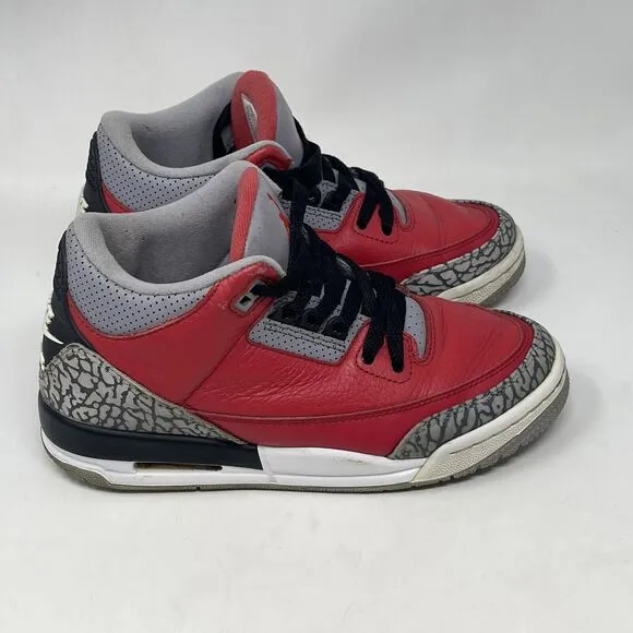 Nike Air Jordan 3 III Retro Red Cement Fire Shoes Sneakers Youth Size 5