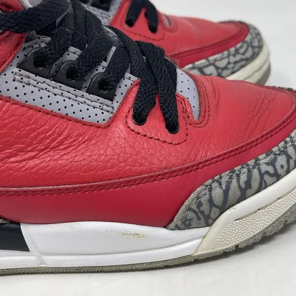Nike Air Jordan 3 III Retro Red Cement Fire Shoes Sneakers Youth Size 5