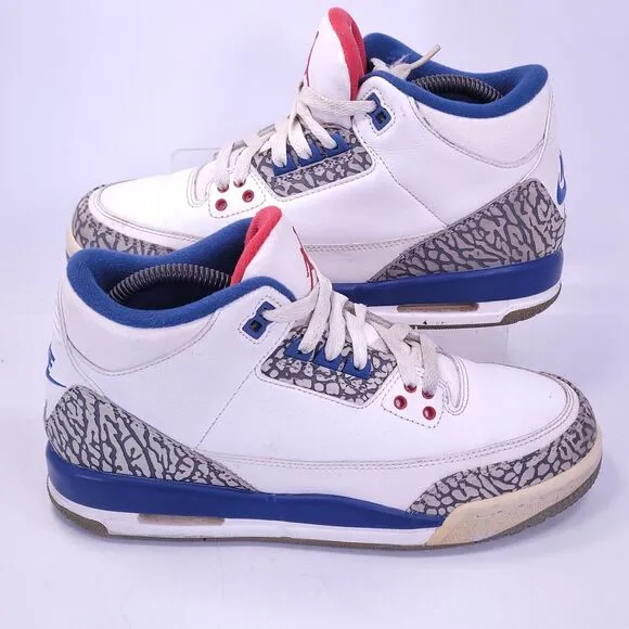Nike Air Jordan 3 Retro Athletic Lace Up Shoe Youth Boys Size 7 854261-106 White