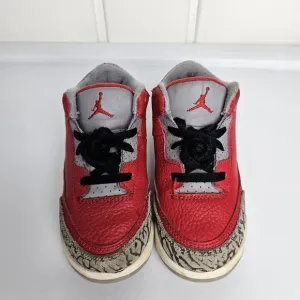 Nike Air Jordan 3 Retro Boys Size 9C Red Gray Athletic Basketball Shoes
