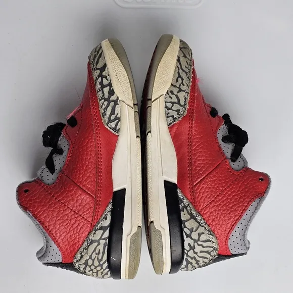 Nike Air Jordan 3 Retro Boys Size 9C Red Gray Athletic Basketball Shoes