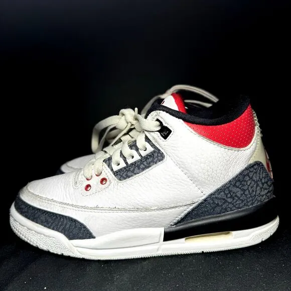 Nike Air Jordan 3 Retro Denim SE GS Fire Red Men's Shoes - Size 4