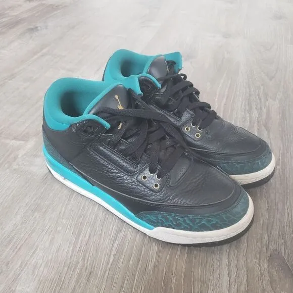 Nike Air Jordan 3 Retro GS Rio Teal Black 441140-018 Youth 6.5Y Shoes Sneakers