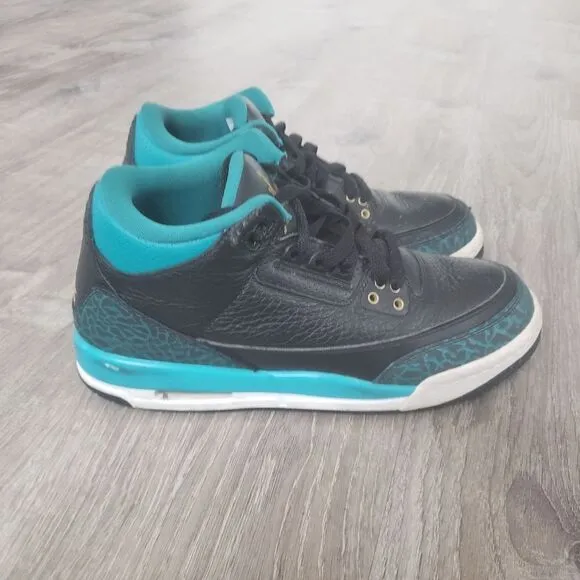 Nike Air Jordan 3 Retro GS Rio Teal Black 441140-018 Youth 6.5Y Shoes Sneakers