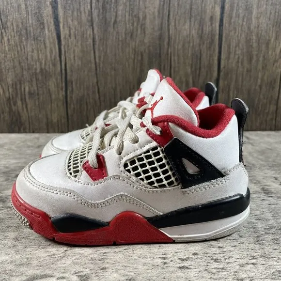 Nike Air Jordan 4 IV Retro Fire Red White 2020 BQ7670-160 Toddler Shoes size 8C
