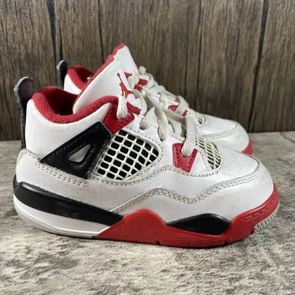 Nike Air Jordan 4 IV Retro Fire Red White 2020 BQ7670-160 Toddler Shoes size 8C