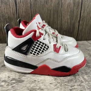 Nike Air Jordan 4 IV Retro Fire Red White 2020 BQ7670-160 Toddler Shoes size 8C