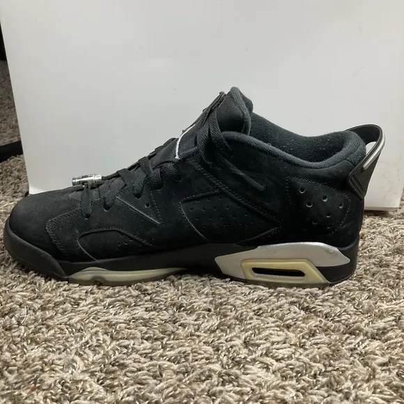 Nike Air Jordan 6 Retro Low Men 11 Black Metallic Silver White Shoes 304401-003