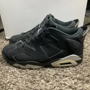Nike Air Jordan 6 Retro Low Men 11 Black Metallic Silver White Shoes 304401-003