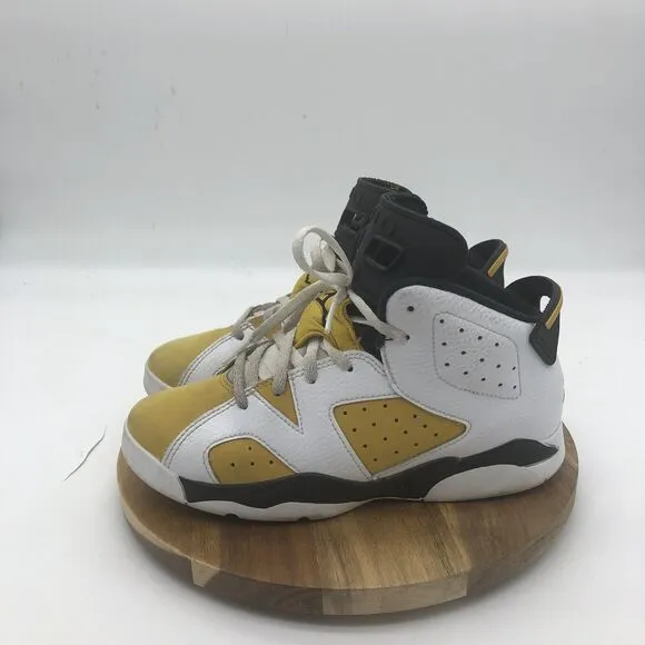 Nike Air Jordan 6 Retro Sneaker Boys 3Y Cool Yellow Ochre Lace Up Shoes Athletic