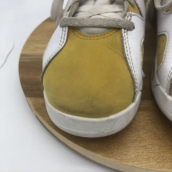 Nike Air Jordan 6 Retro Sneaker Boys 3Y Cool Yellow Ochre Lace Up Shoes Athletic