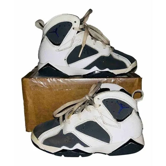 Nike Air Jordan 7 Retro  Boys 11c Flint White Varsity Purple Grey DJ2778-100