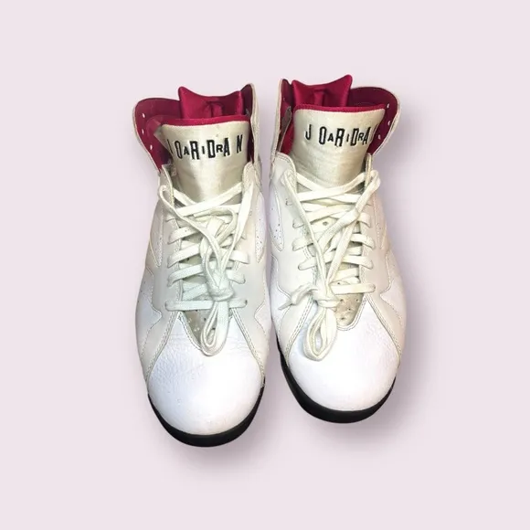 Nike Air Jordan 7 Retro Men Size 11.5 304775-104 White Bronze-Cardinal Red Shoes