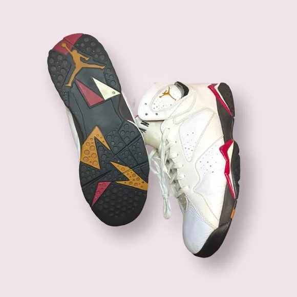 Nike Air Jordan 7 Retro Men Size 11.5 304775-104 White Bronze-Cardinal Red Shoes