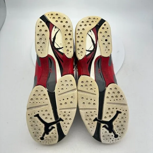 Nike Air Jordan 8 Retro Youth Sz 7Y  305368-103 White Black Red Basketball Shoes