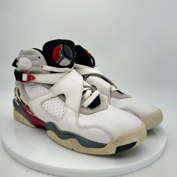 Nike Air Jordan 8 Retro Youth Sz 7Y  305368-103 White Black Red Basketball Shoes