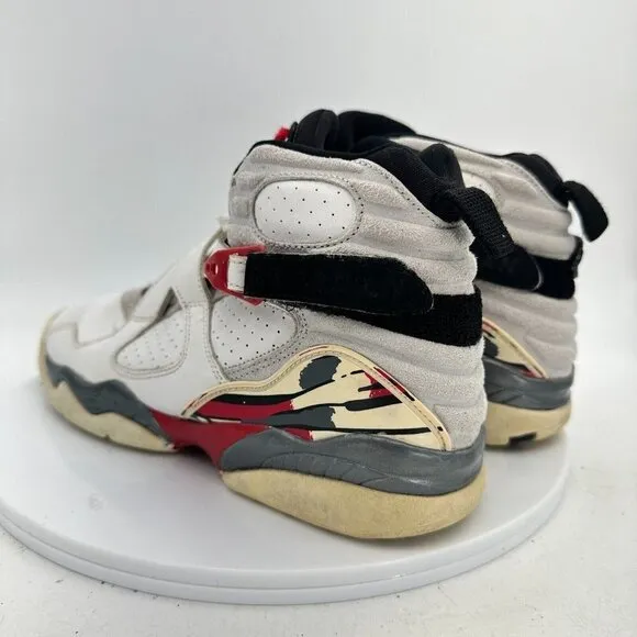 Nike Air Jordan 8 Retro Youth Sz 7Y  305368-103 White Black Red Basketball Shoes
