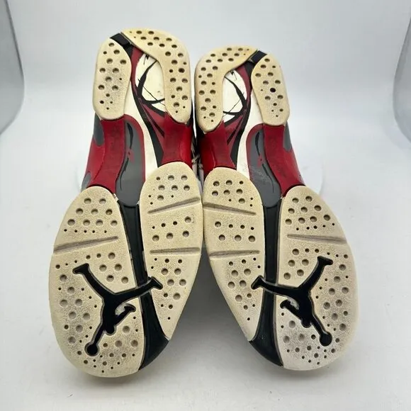 Nike Air Jordan 8 Retro Youth Sz 7Y  305368-103 White Black Red Basketball Shoes