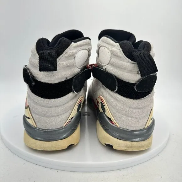 Nike Air Jordan 8 Retro Youth Sz 7Y  305368-103 White Black Red Basketball Shoes