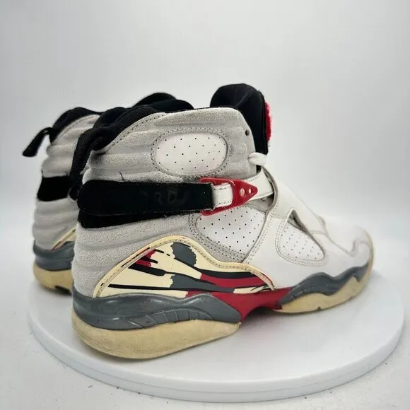 Nike Air Jordan 8 Retro Youth Sz 7Y  305368-103 White Black Red Basketball Shoes