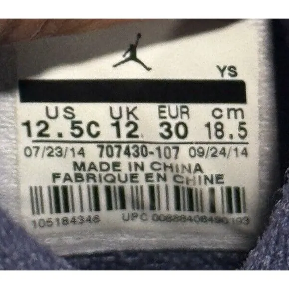 Nike Air Jordan IV 4 Retro LS PS LEGEND BLUE Shoes Youth Sz 12.5C 707430-107
