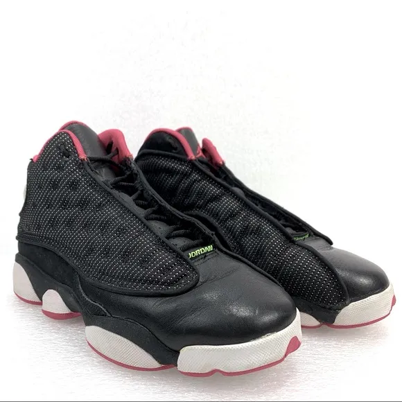 NIKE Air Jordan Retro 13 GG Black Pink Sneaker Shoes - Kids 6Y