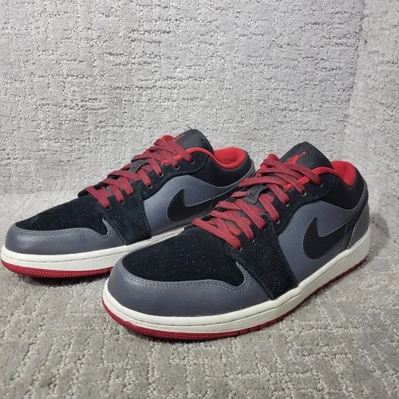 Nike Air Jordan Retro Low 1 2013 Men's Size 9 US Black Red Grey Shoes 553558-002