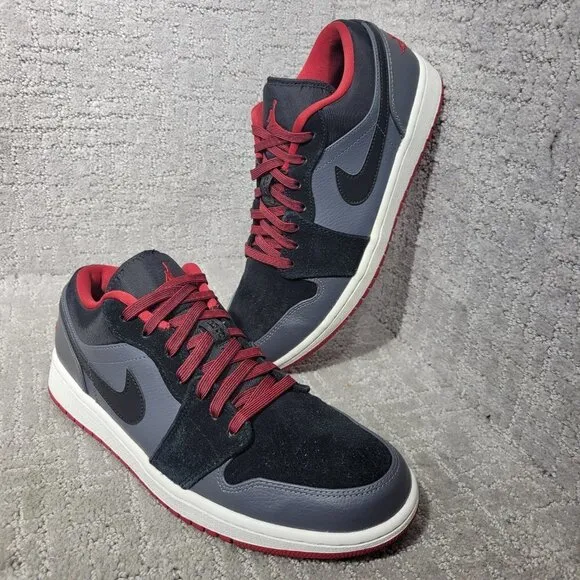 Nike Air Jordan Retro Low 1 2013 Men's Size 9 US Black Red Grey Shoes 553558-002