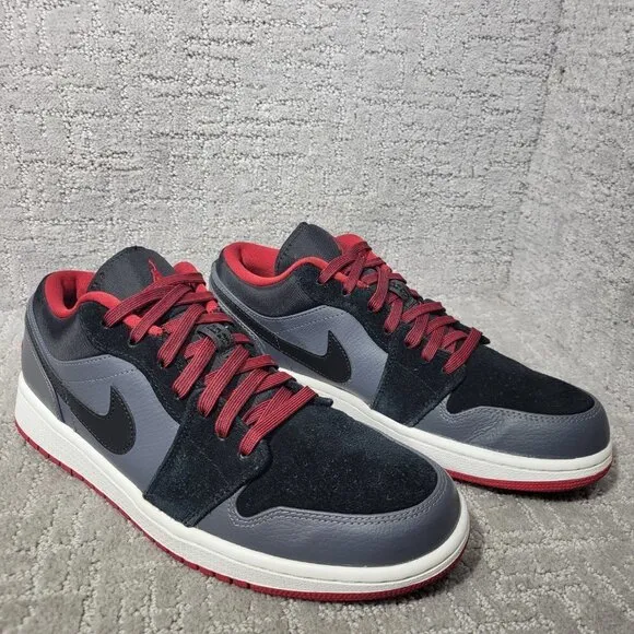 Nike Air Jordan Retro Low 1 2013 Men's Size 9 US Black Red Grey Shoes 553558-002