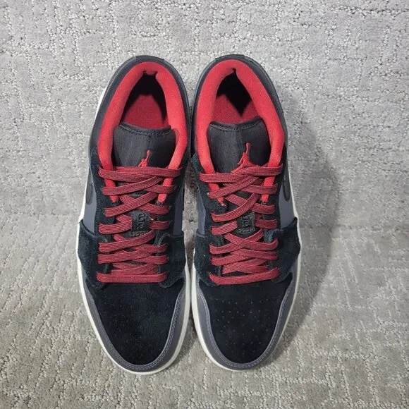 Nike Air Jordan Retro Low 1 2013 Men's Size 9 US Black Red Grey Shoes 553558-002