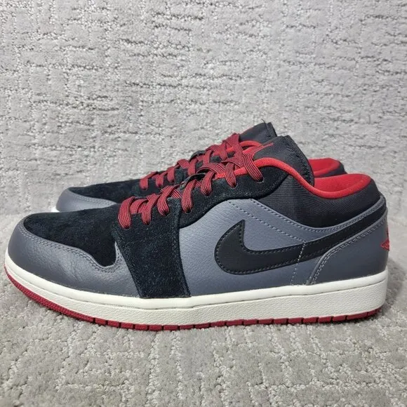 Nike Air Jordan Retro Low 1 2013 Men's Size 9 US Black Red Grey Shoes 553558-002